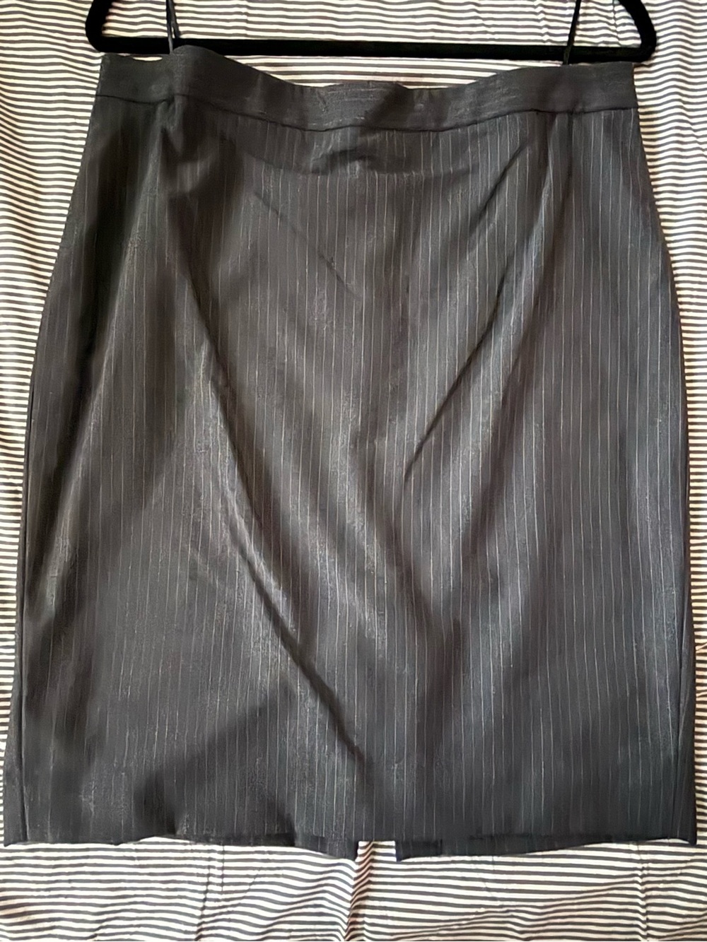 J. Crew Charcoal Gray Super 100s Wool Pinstripe Pencil Skirt